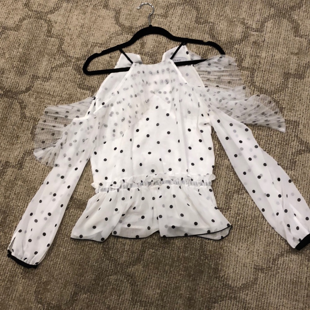 Black & White Polka Dot Cold Shoulder Blouse Sz 4